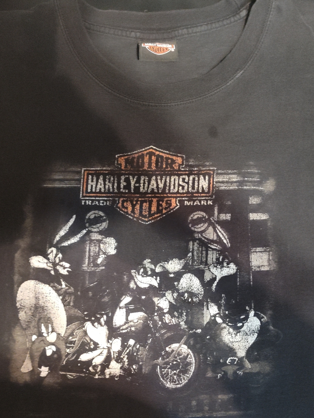 Harley-Davidson Black Short Sleeve Tee with Orange & White Logo